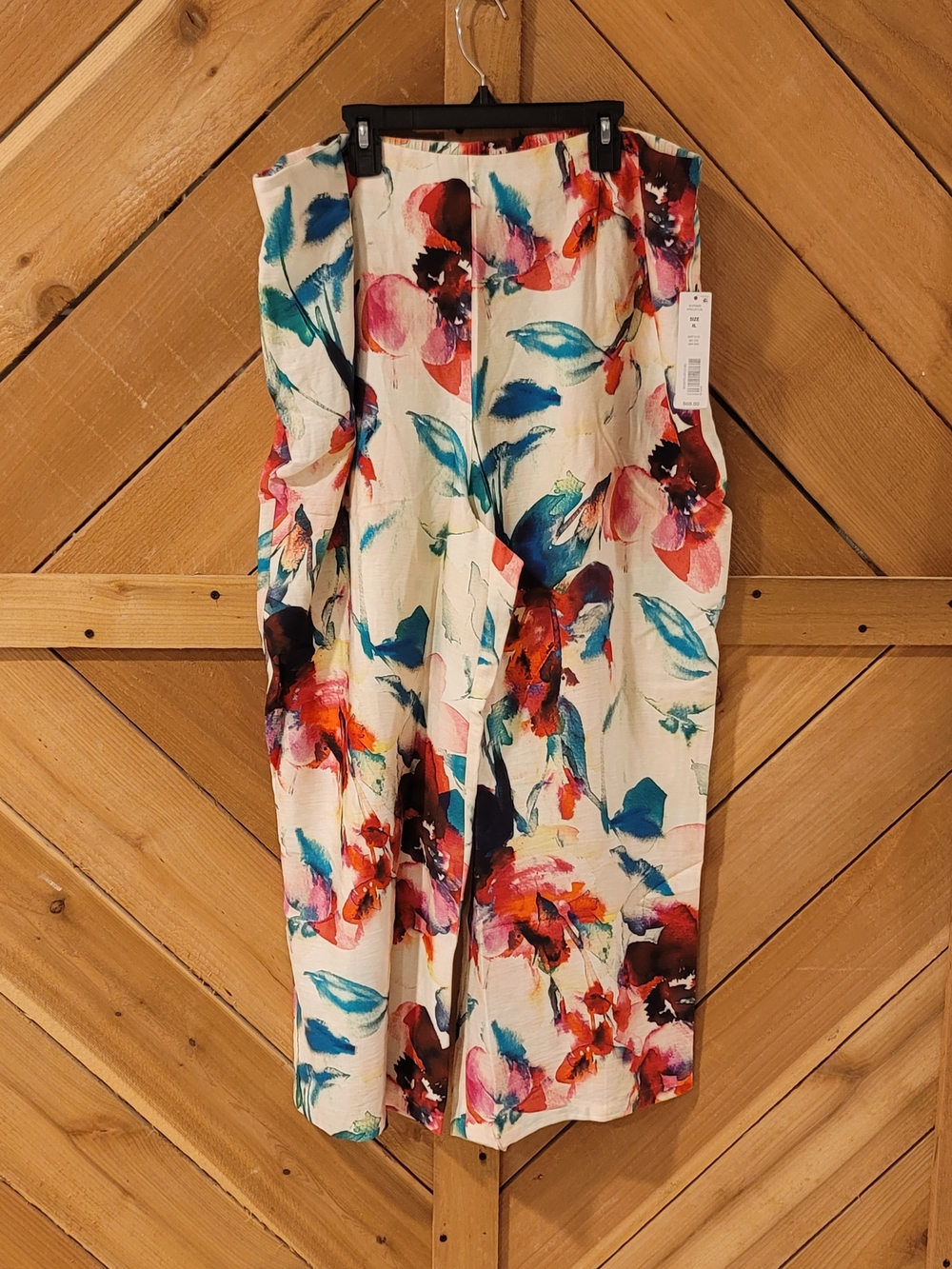 Investments Floral Watercolor Pants in Cream, Teal & Coral